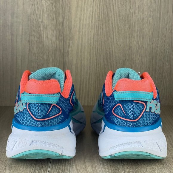 Hoka One One Sneakers Women's Sz 6W Clifton 3 Athletic Running Shoes Blue Orange - Picture 4 of 11